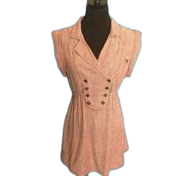 BKE Tunic Peach Striped Cotton Size Medium - Picture 4 of 8